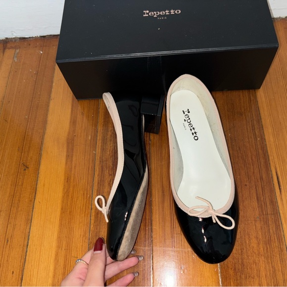 Repetto Camille ballet flats noir black with pink trim - Picture 5 of 9
